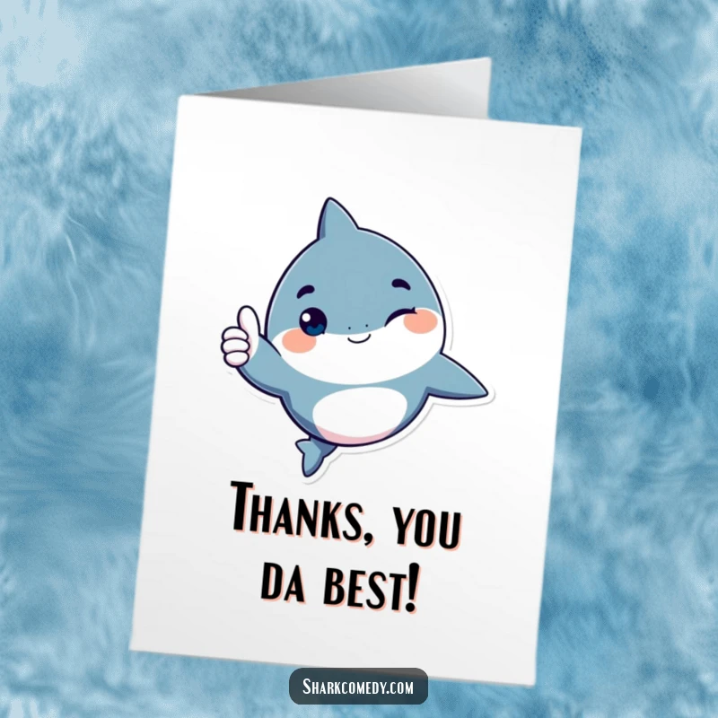 Funny Free Printable Thank You Card: A shark character giving a playful wink and a thumbs up. Perfect for a cool thank you.