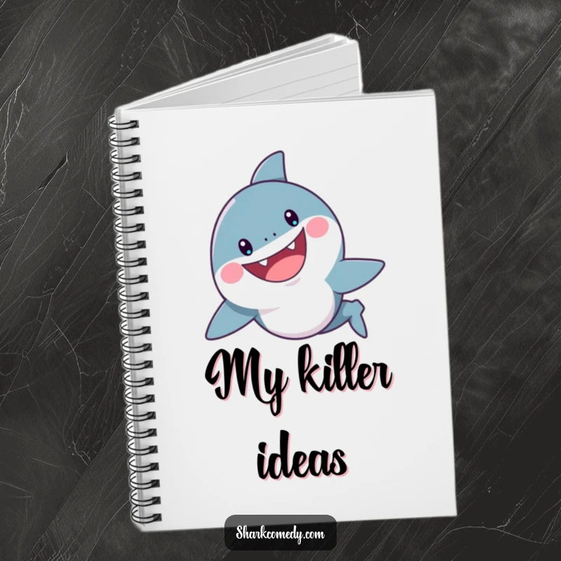 Funny Shark Notebook: A cheerful shark swims with a wide, playful grin, ideal for capturing your own bright ideas.