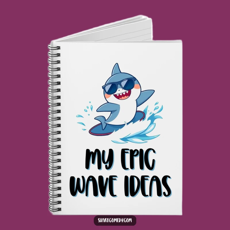 Funny Surfing Shark Notebook - Cool Sunglasses Surf Journal Gift