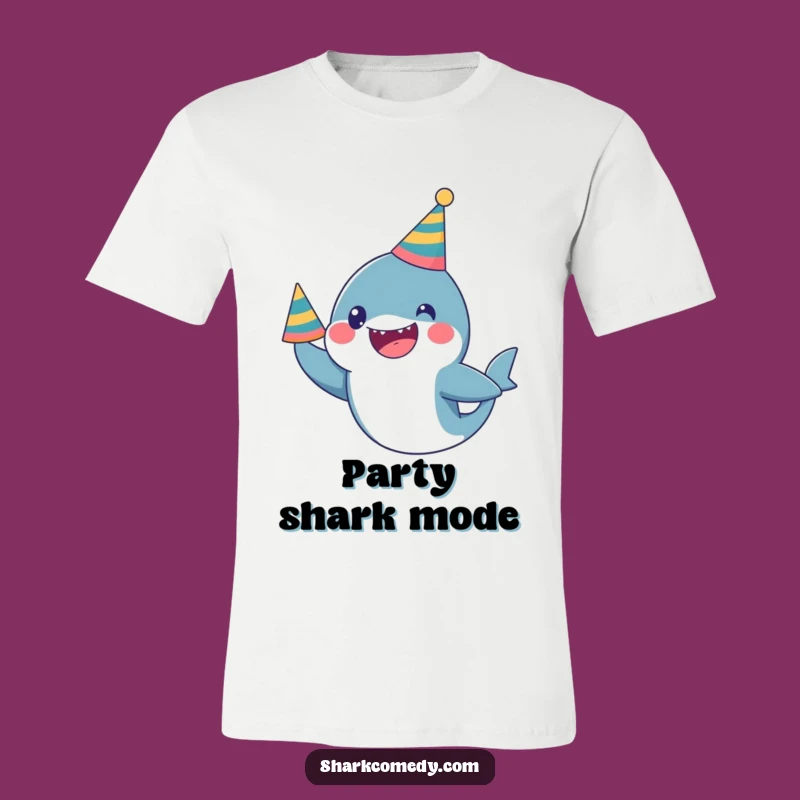 Funny Kawaii Shark Party T-Shirt: Excited Celebration Tee - Funniest Funny Gift