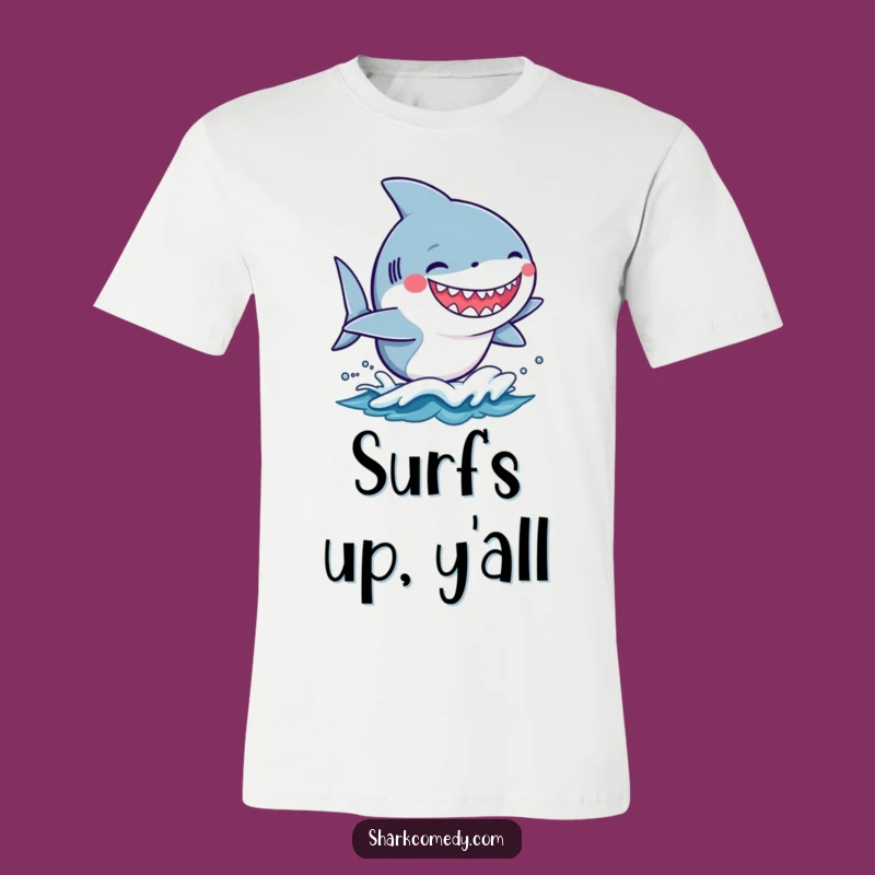 Funny Kawaii Shark Surfer Tee - Silly Grin Beach Humor Shirt Gift