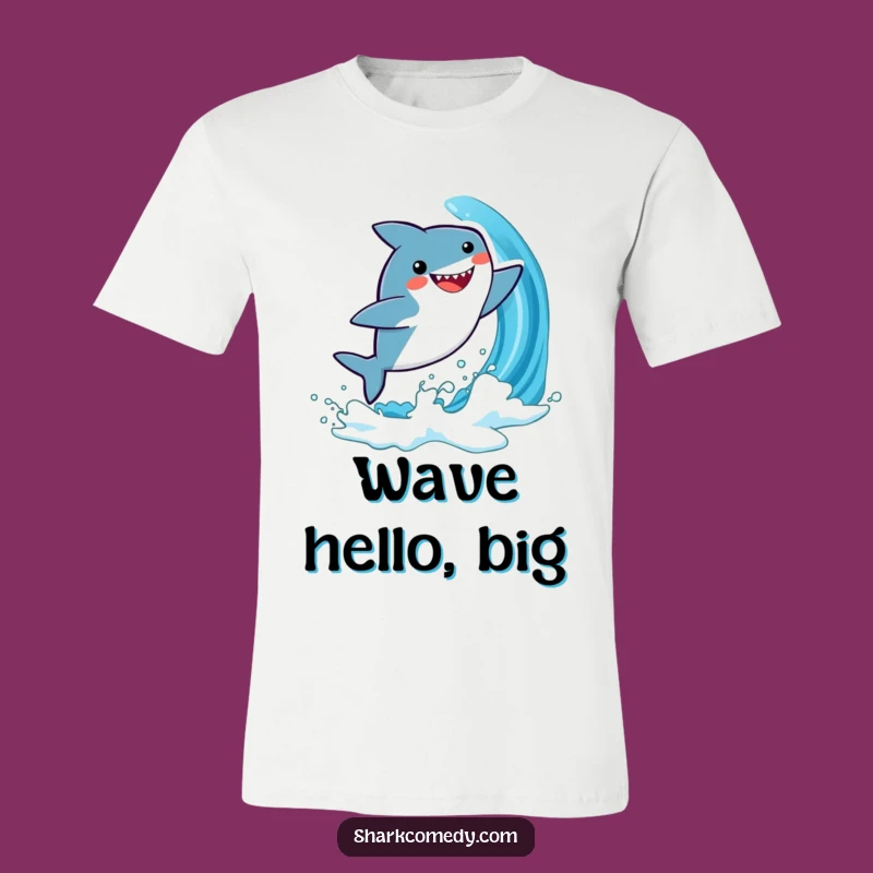 Funny Kawaii Shark T-Shirt: Joyful Wave Leaping Tee