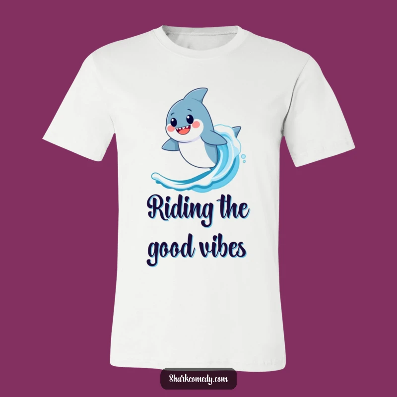 Funny Kawaii Shark Wave T-Shirt - Surfing Ocean Tee, Great Gift