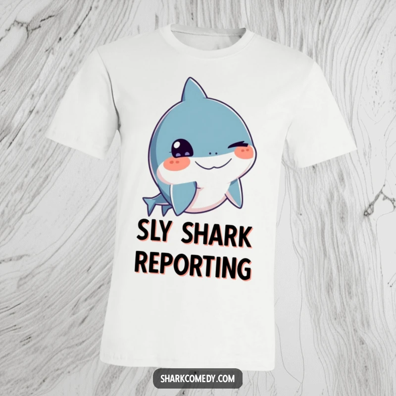 Funny shark t-shirt with a bold wink, one eye wide, cool marine graphic, perfect funny gift.