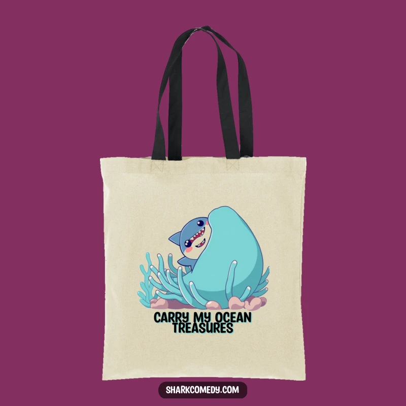 Funny Shy Shark Tote Bag, Cute Ocean Design Purse, Humorous Gift Accessory