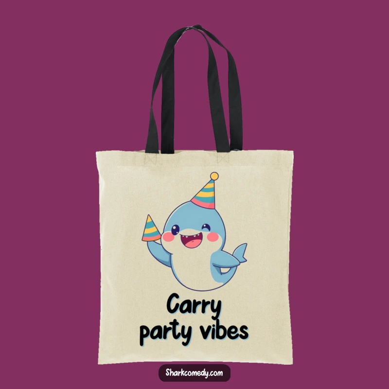 Funny Kawaii Shark Party Tote Bag: Carry the Celebration - Stylish Funny Gift
