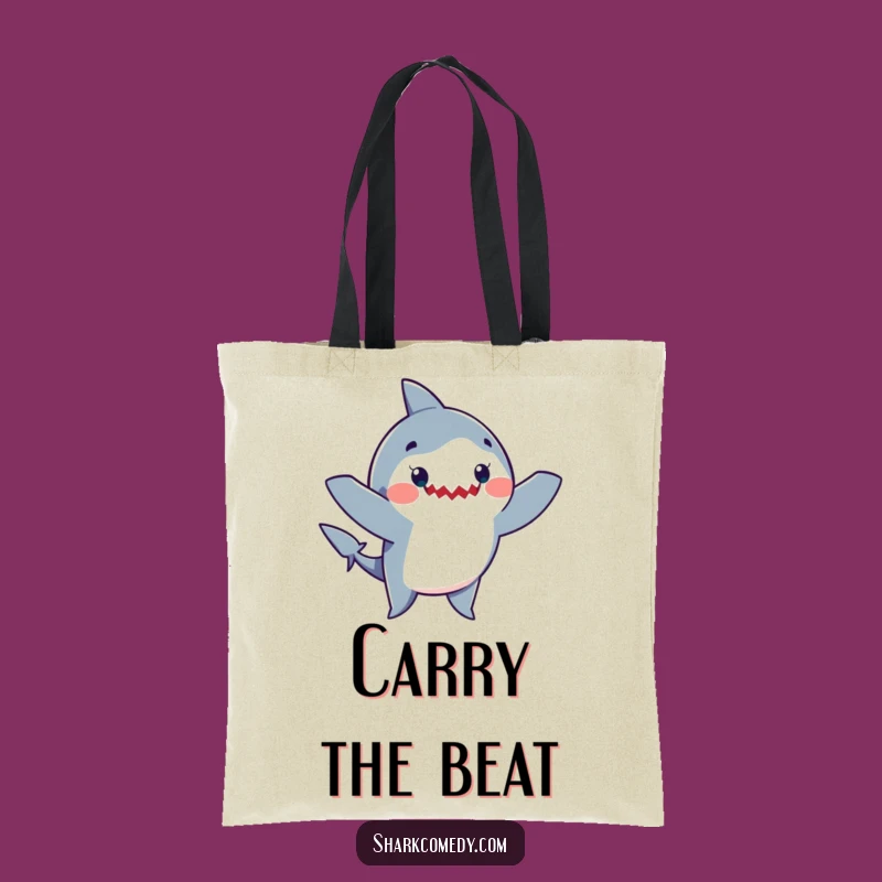 Funny Shark Dance Tote Bag - Joyful Waving Shark Carry-All for Fun Shopping Trips