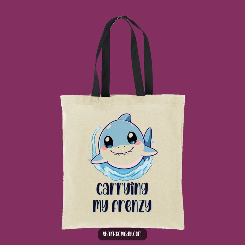 Funny Shark Tote Bag: Wide-Eyed Swimmer Splashing Fun, Functional Accessory