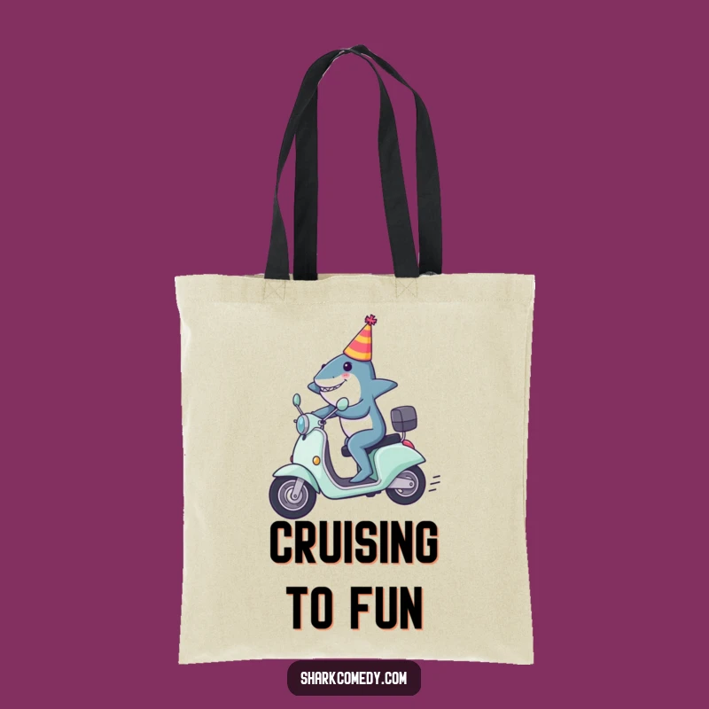 Funny Shark Scooter Tote Bag: Carry Your Party Vibes, Funny Gift