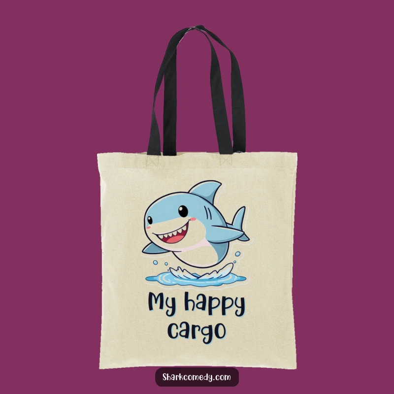 Funny Shark Tote Bag: Joyful Leaping Character with Big Head, Functional Fun