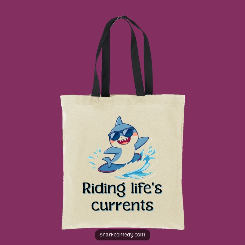 Funny Surfing Shark Tote Bag - Cool Sunglasses Beach Bag Gift