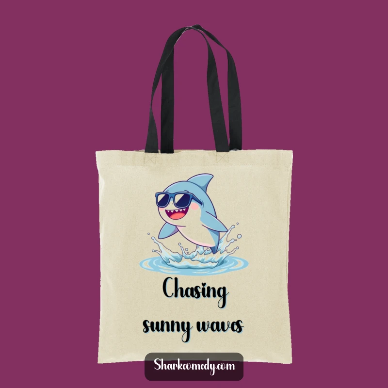 Funny Tiny Sunglasses Shark Tote Bag - Carry Your Cool, Hilarious Beach Gift