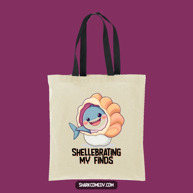 Funny Smiling Shark Seashell Peek Tote Bag A Charming Accessory
